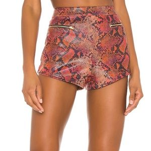 Revolve h:ours Hot Orange and Red Snakeskin Allie Shorts Size Small